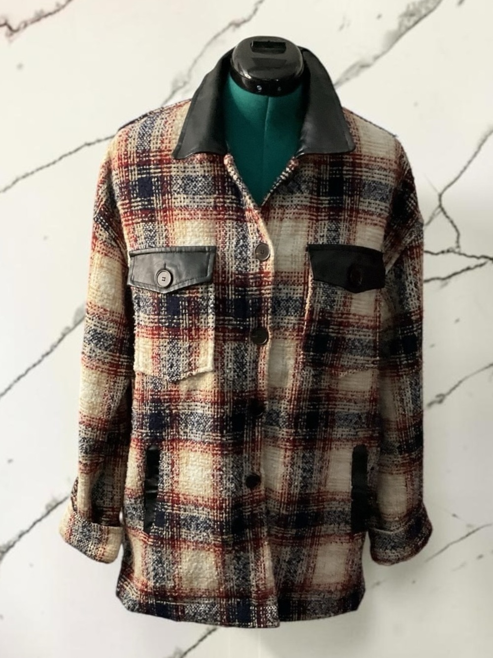 LA MIEL Plaid Jacket/Shacket with Black Trim P:24” L:36”